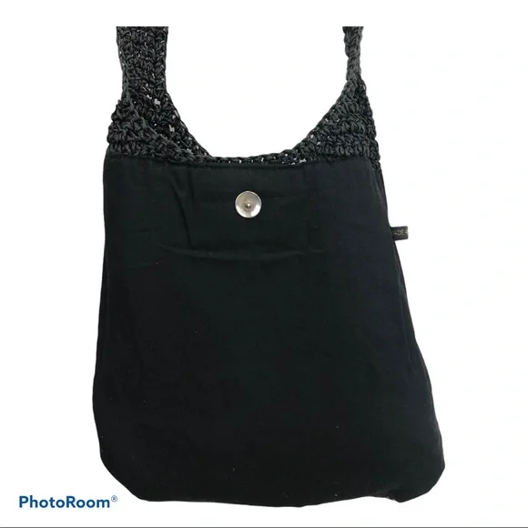 Black woven beaded boho shoulder/sling bag - Picture 5 of 6